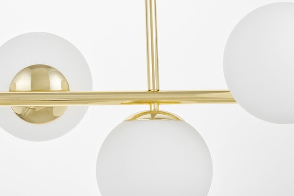 LAMPA WISZĄCA SUFITOWA NOWOCZESNA ZŁOTO KLASYCZNE BIAŁE KULE FREDICA 7