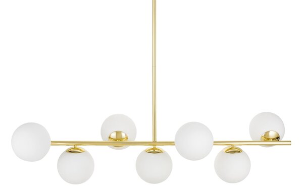 LAMPA WISZĄCA SUFITOWA NOWOCZESNA ZŁOTO KLASYCZNE BIAŁE KULE FREDICA 7