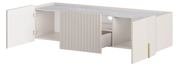 Szafka RTV Malmi 150 cm wisząca - kaszmir / crema bianca / złoty