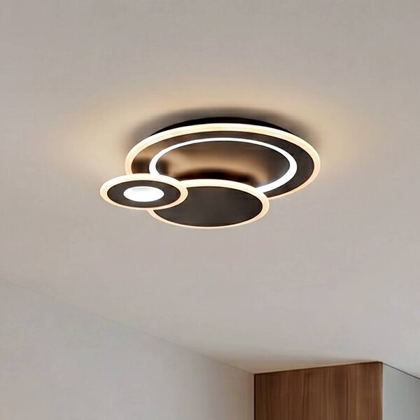 Lampa sufitowa LED Briar Lindby, możliwość ściemniania, czarny, salon / jadalnia, tworzywo sztuczne, nowoczesny
