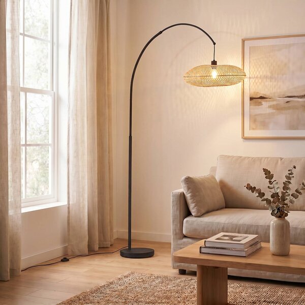 Lampa stojąca Solvian Lindby, czarny, salon / jadalnia, metal, nowoczesny