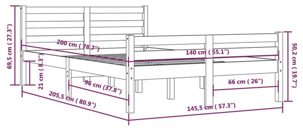 Podwójne łóżko z naturalnej sosny 140x200 T6-B84