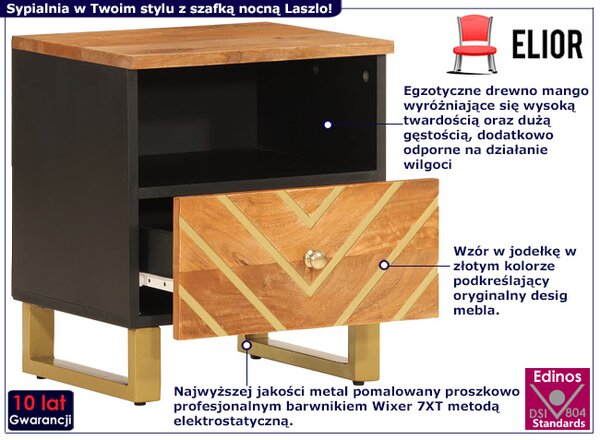 Szafka nocna na złotych nóżkach N6-B70