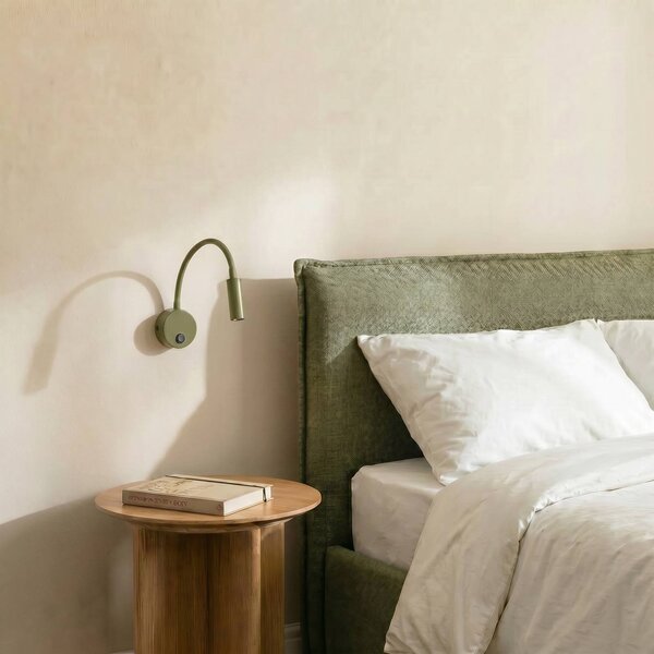 Kinkiet Lagos TK Lighting, możliwość ściemniania, zielony, sypialnia, metal