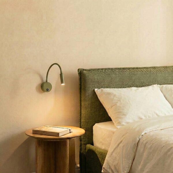 Kinkiet Lagos TK Lighting, możliwość ściemniania, zielony, sypialnia, metal