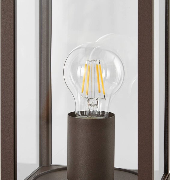 Słupek oświetleniowy Lindby Peldar, kolor rdzawy/przezroczysty, wysokość 80 cm, Peldar Lindby, możliwość ściemniania, brązowy / rdzawy, aluminium, nowoczesny