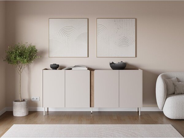 Kremowo-naturalna komoda w dekorze dębu 180x82x40 cm Lucile – Marckeric