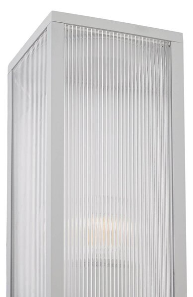 Słupek oświetleniowy Lindby Peldar, jasnoszara/żłobkowana, wysokość 80 cm Peldar Lindby, możliwość ściemniania, aluminiowy / szary / cynkowy, aluminium, nowoczesny