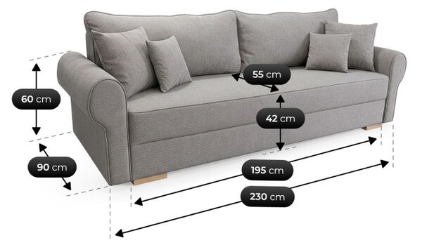 Sofa z Funkcją Spania RELON Szara Nowoczesna