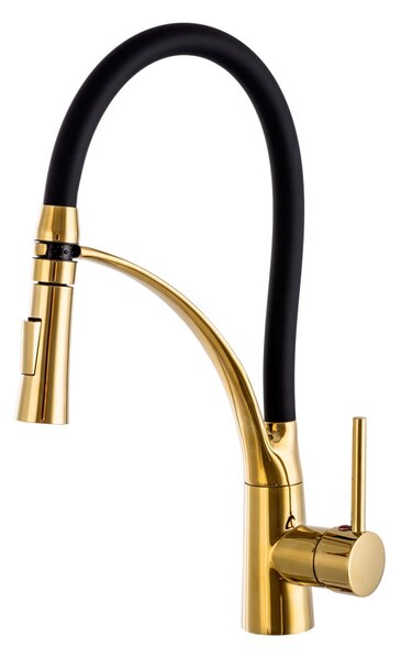 Bateria kuchenna, 44 cm, zota, 360°, obrotowa wylewka, Pelican Gold