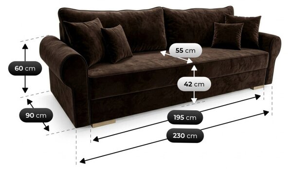 Sofa z Funkcją Spania RELON Brązowa Nowoczesna