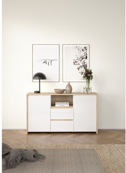 Biało-naturalna komoda w dekorze dębu 149x84x48 cm Next – Tvilum