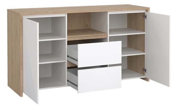 Biało-naturalna komoda w dekorze dębu 149x84x48 cm Next – Tvilum