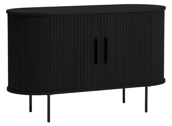 Czarna komoda w dekorze dębu z drzwiami przesuwnymi 120x76x45 cm Nola – Unique Furniture