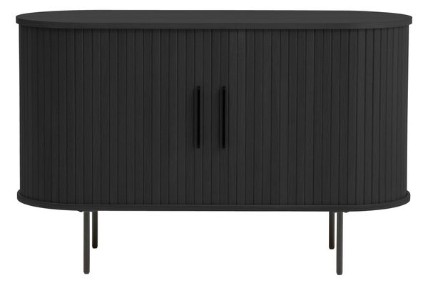 Czarna komoda w dekorze dębu z drzwiami przesuwnymi 120x76x45 cm Nola – Unique Furniture