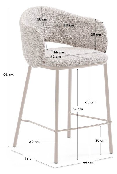 Hoker w kolorze kości słoniowej (wysokość siedziska 65 cm) Maina – Kave Home