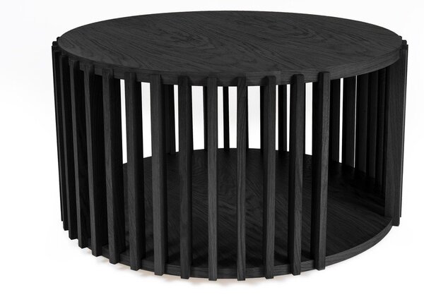 Czarny stolik z drewna dębowego Woodman Drum, ø 83 cm
