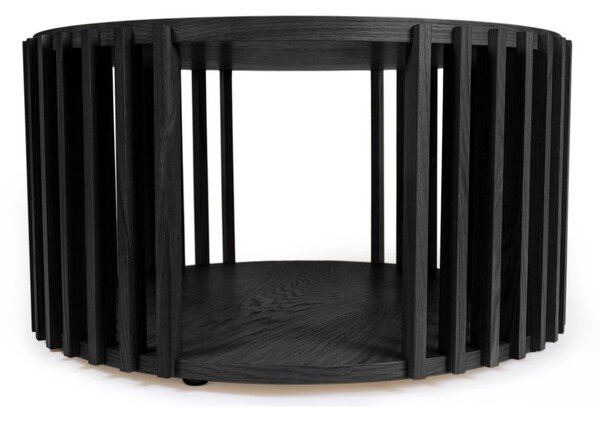 Czarny stolik z drewna dębowego Woodman Drum, ø 83 cm