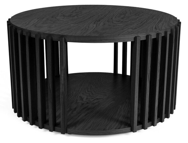 Czarny stolik z drewna dębowego Woodman Drum, ø 83 cm