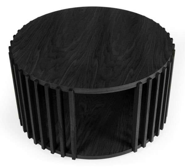 Czarny stolik z drewna dębowego Woodman Drum, ø 83 cm