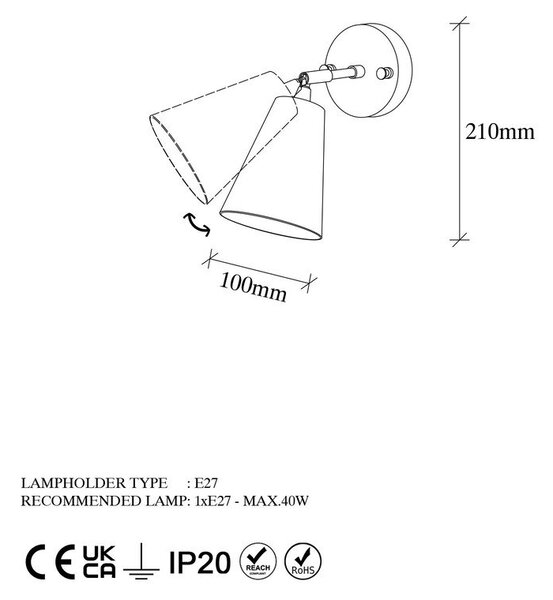 Czarny/w kolorze złota kinkiet ø 10 cm Evander – Opviq lights