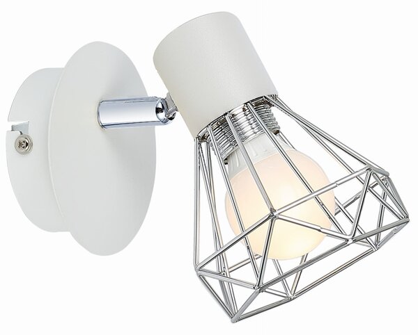 Verve Lampa Kinkiet 1X40W E14 Biały Abażur Chrom