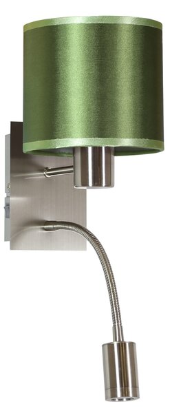 Sylwana Lampa Kinkiet 1X40W E14 + Led Z Wyłącznikiem Chrom / Zielony Ciemny