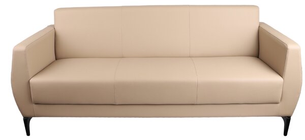 Trzyosobowa Sofa Basco Coffee 3, skórzana, beżowa, do lobby, recepcji, poczekalni