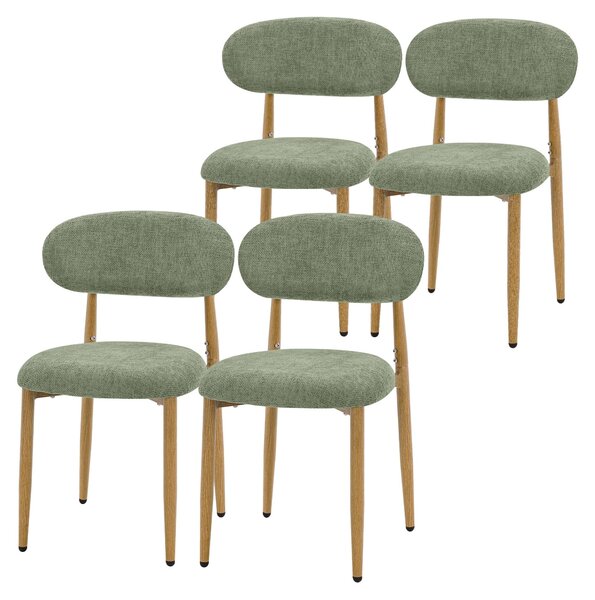 Komplet czterech krzeseł do jadalni ML-Design, tapicerowane krzesła kuchenne, obicie materiałowe, krzesła z oparciem, tapicerowane krzesła do salonu, kuchni i jadalni, kolor: zielony