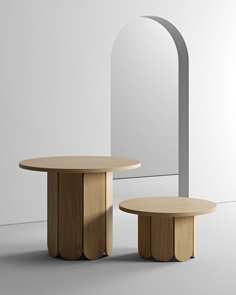 Naturalny okrągły stolik z blatem w dekorze dębu 78x78 cm Soft – Woodman