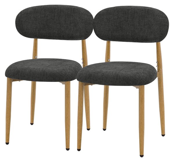 Zestaw 2 krzeseł do jadalni ML-Design, krzesła kuchenne, tapicerowane, obicie materiałowe, krzesła z oparciem, tapicerowane krzesło do salonu, kuchni i jadalni, kolor czarny