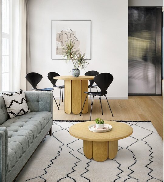 Naturalny okrągły stolik z blatem w dekorze dębu 78x78 cm Soft – Woodman