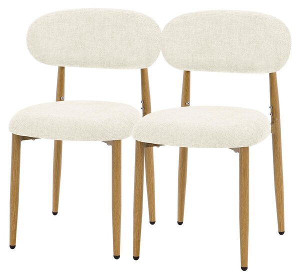 Zestaw 2 krzeseł do jadalni ML-Design, tapicerowane krzesła kuchenne, obicie materiałowe, krzesła z oparciem, tapicerowane krzesła do salonu, kuchni i jadalni, kolor beżowy