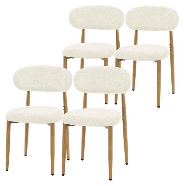 Komplet czterech krzeseł do jadalni ML-Design, tapicerowane krzesła kuchenne, obicie materiałowe, krzesła z oparciem, tapicerowane krzesła do salonu, kuchni i jadalni, kolor beżowy