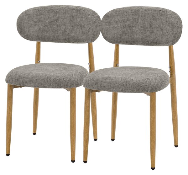 Zestaw 2 krzeseł do jadalni ML-Design, tapicerowane krzesła kuchenne, obicie materiałowe, krzesła z oparciem, tapicerowane krzesła do salonu, kuchni i jadalni, kolor: szary
