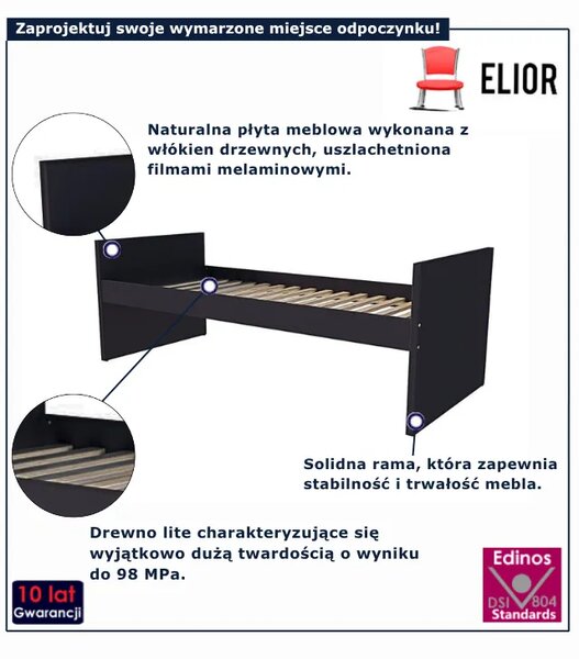Klasyczne modułowe łóżko bazowe antracyt K3-Z20