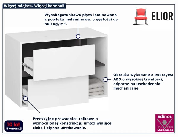 Podwieszana szafka łazienkowa 90 cm biały+ grafit szary E7-R69