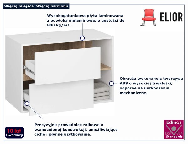 Szafka pod umywalkę nablatową biała + dąb sonoma D6-L31