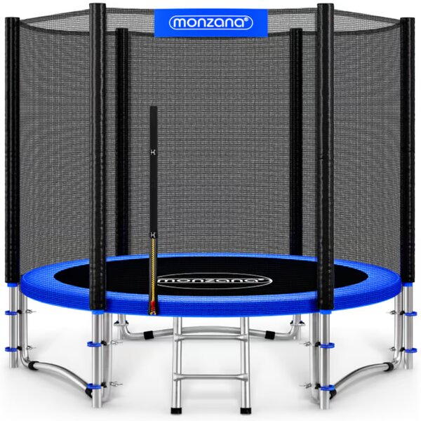 Trampolina z siatką bezpieczeństwa JUMP, Ø244cm, czarna/niebieska Monzana