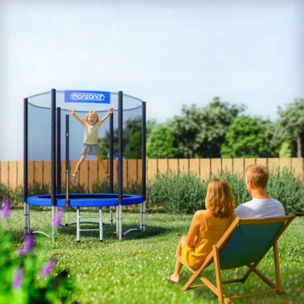 Trampolina z siatką ochronną JUMP, Ø183 cm, czarna/niebieska Monzana