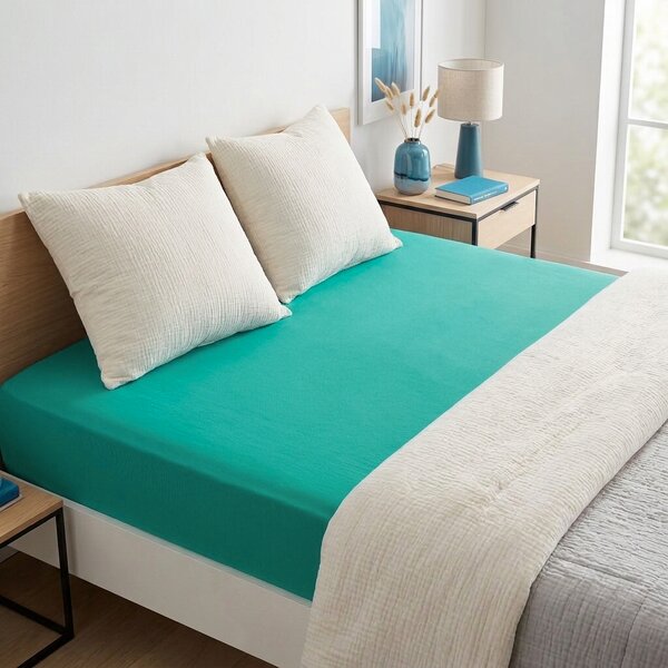 4Home prześcieradło jersey IDEAL zielony turkus, 90–100 x 200 cm, 90–100 x 200 cm