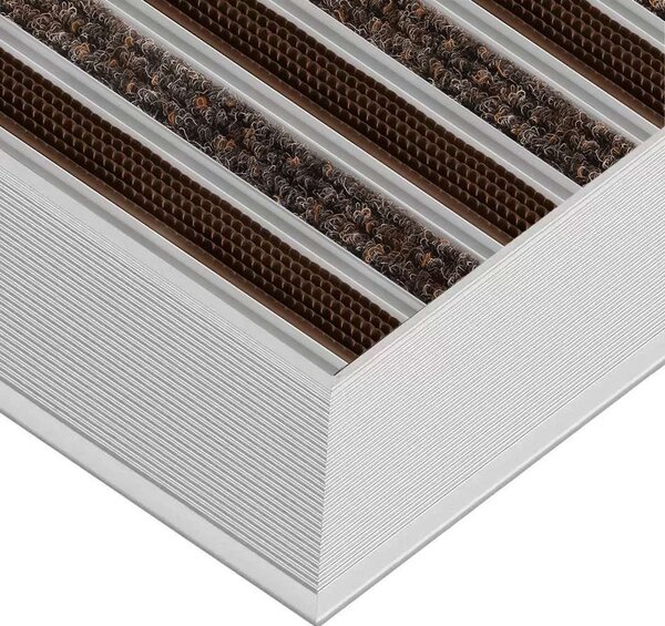 Clean Ryps - Rubber 40 x 60 cm - wycieraczka obiektowa 12 mm brązowy Profil najazdowy