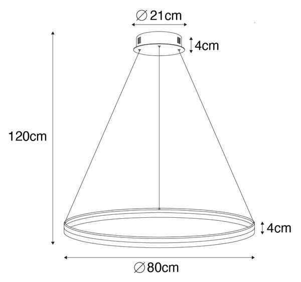 Designerska lampa wisząca biała 80 cm z wbudowanym LEDem o 3-stopniowej regulacji jasności - Anello