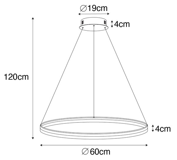 Designerska lampa wisząca biała 60 cm z wbudowanym LED o 3-stopniowej regulacji jasności - Anello