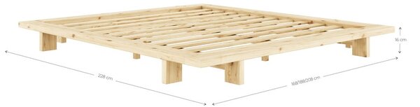 Czarne podwójne łóżko z drewna sosnowego z rusztem 140x200 cm Japan - Karup Design