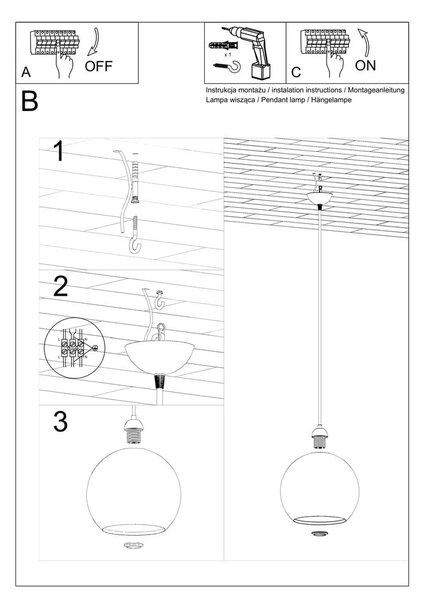 Żółta lampa wisząca Sollux Bilbao