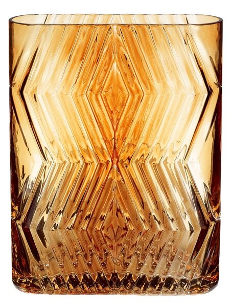 Pomarańczowy szklany wazon Hübsch Deco, wys. 18 cm