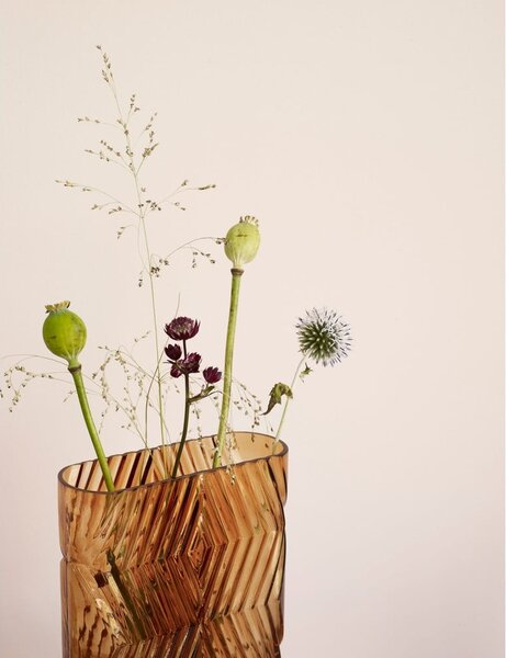 Pomarańczowy szklany wazon Hübsch Deco, wys. 18 cm