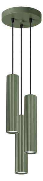 SOLLUX Lampa wisząca KARBON 3P zielona oliwka