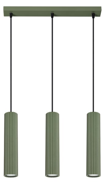 SOLLUX Lampa wisząca KARBON 3L zielona oliwka